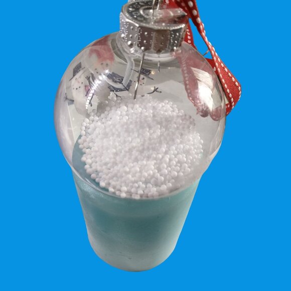 Snowman Snowglobe Christmas Ornament Primitive Cottage Cabin - Picture 3 of 9